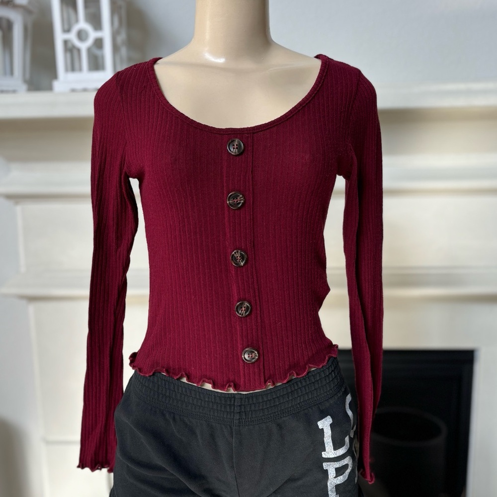 Burgundy long sleeve top